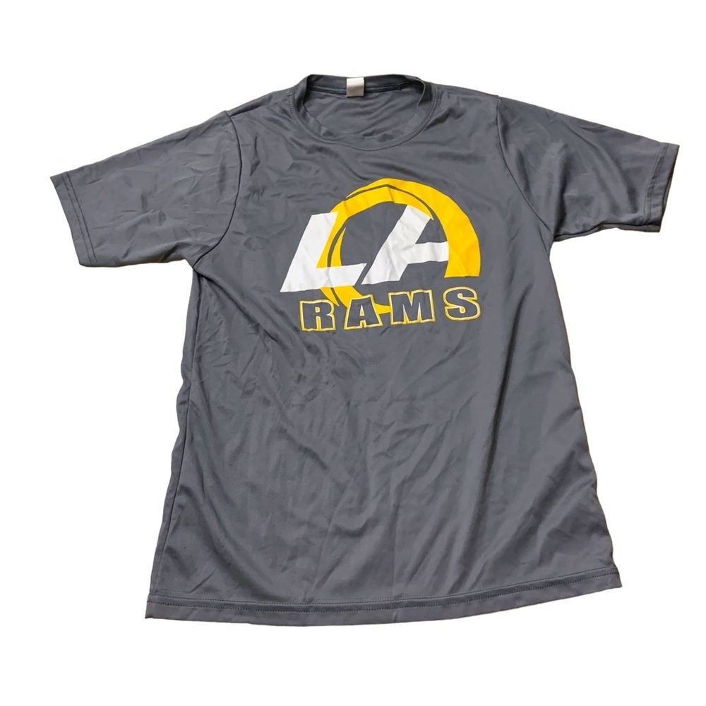 Los Angeles Rams Football Athletic Shirt Youth Large Gray Yellow Logo
